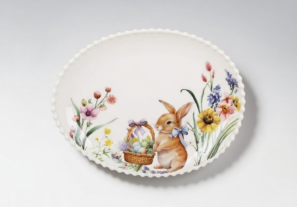 Блюдо фарфоровое в форме яйца BonaDi Easter Melody 27,5x22 см (K243)