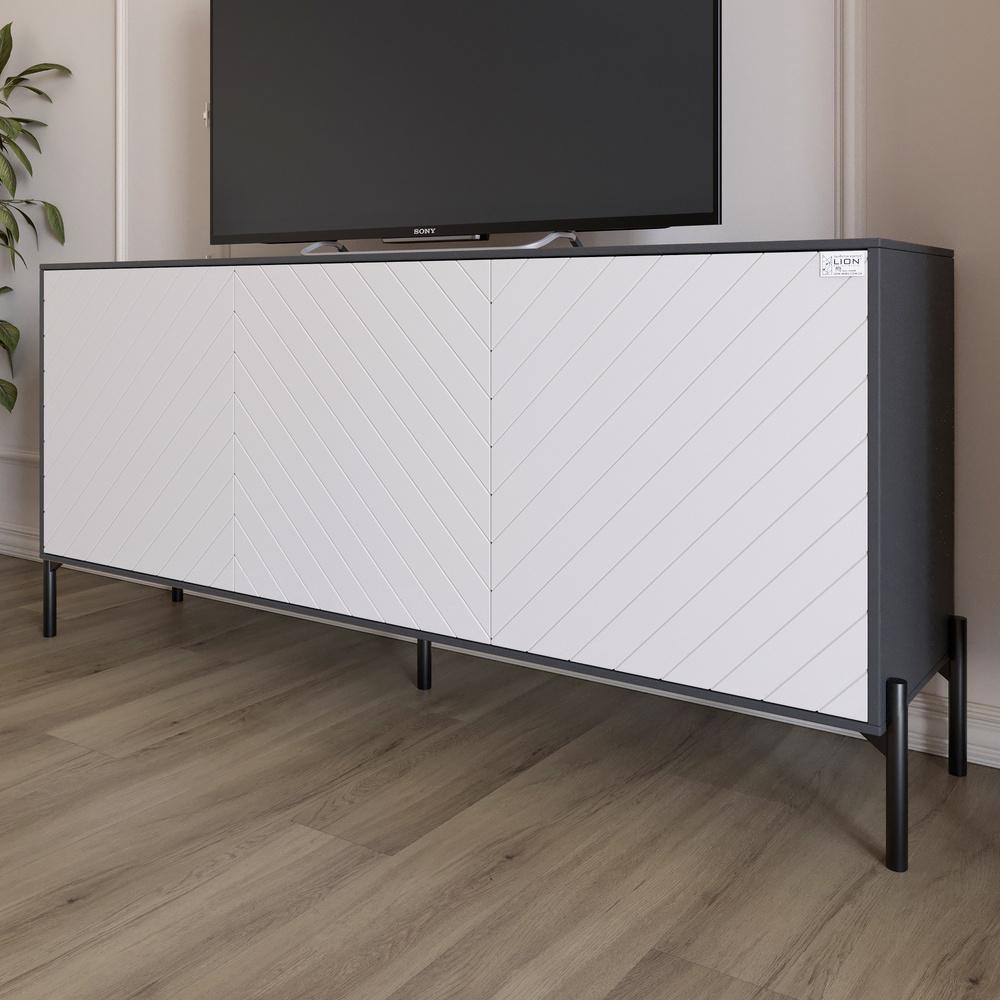 Тумба под телевизор Lion Амарант с черными металлическими ножками 168x40x76,5 см Антрацит/Белый (000-000-2355)