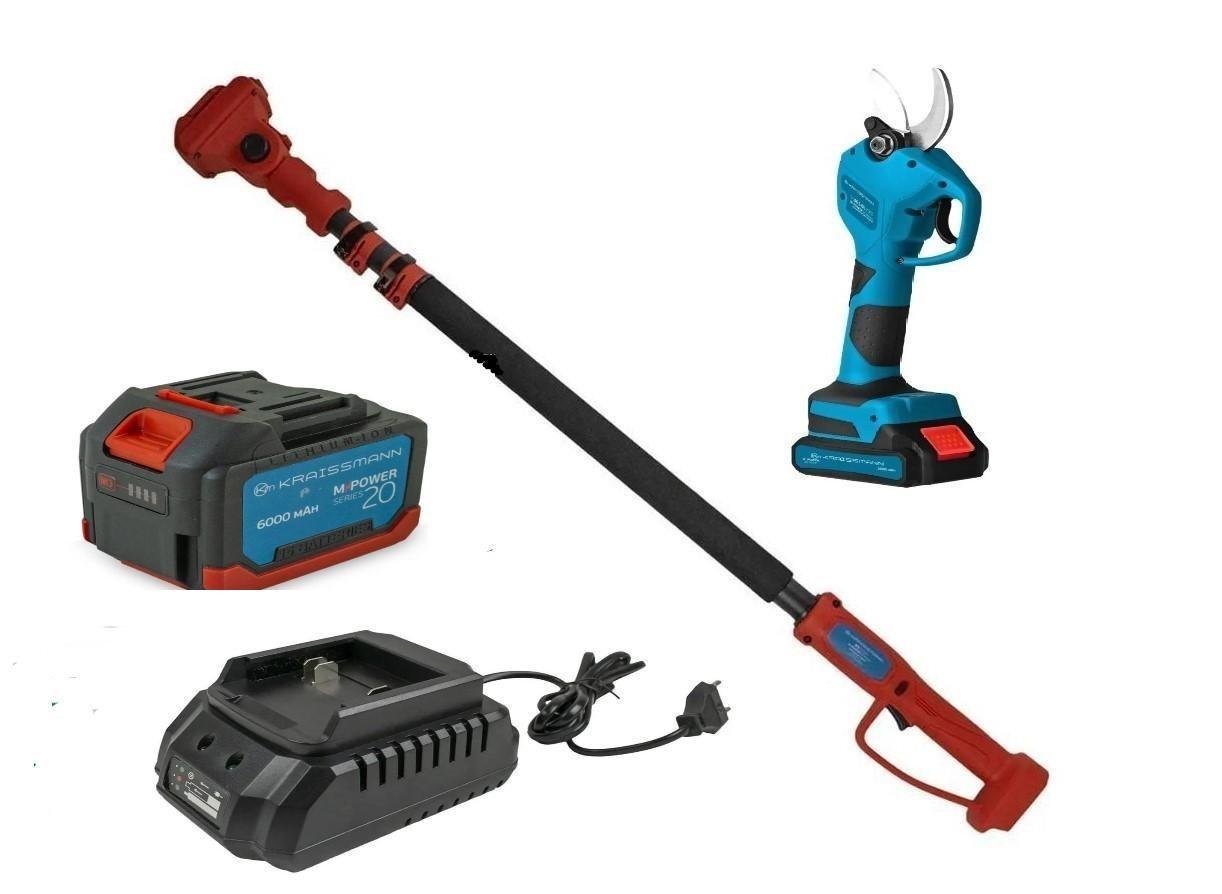 Секатор аккумуляторный бесщеточный KRAISSMANN 31 AGS-BL 20/2 со штангой-удлинителем VS'2500 аккумулятор 6 Ач (21489387)