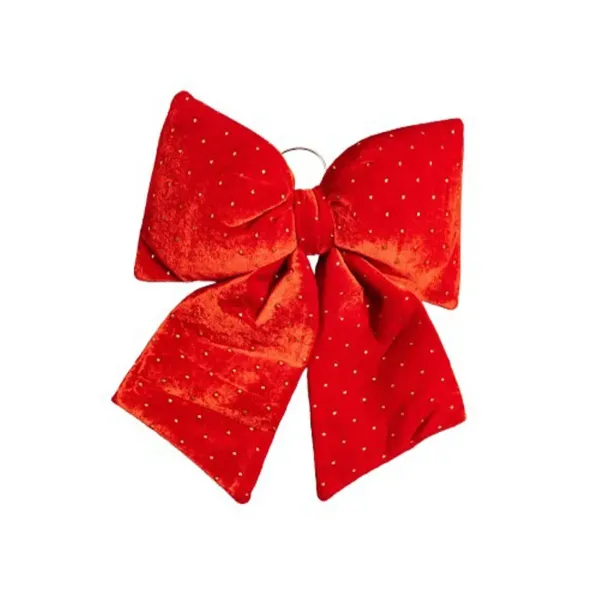 Бант новогодний со стразами бархатный 35х45 см Красный (21-107-CR-2-7)