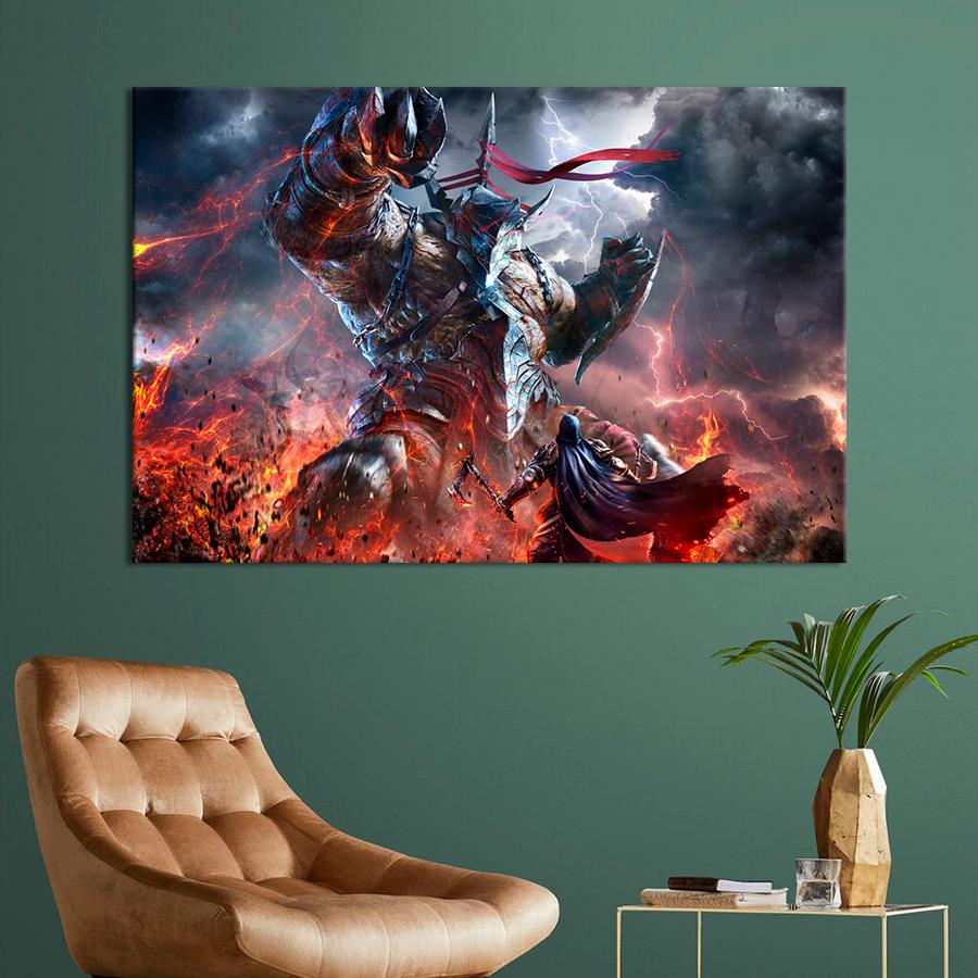Настенний декор Битва с титаном Lords of the Fallen 80x54 см (A239-1)