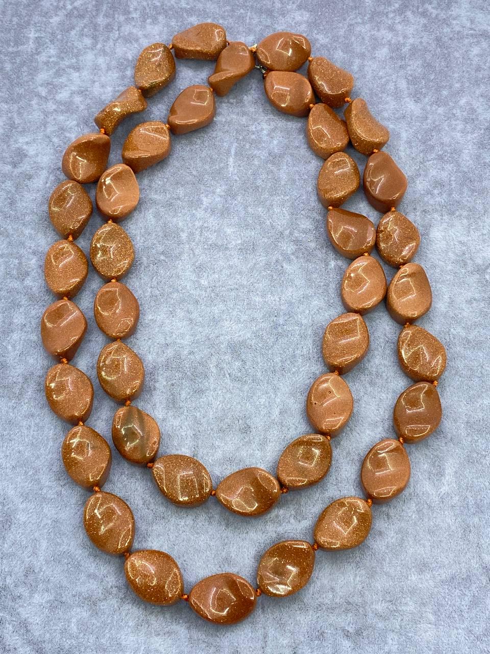 Намисто авантюрин 92 см Коричневий (777)