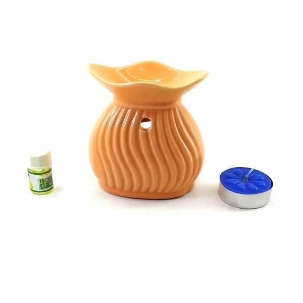 Аромалампа керамічна Масло і Свічка подарунковий набір 15х11х6 см Помаранчевий