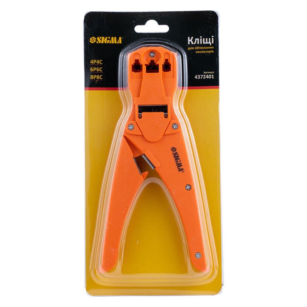 Клещи для обжима телекоммуникационных коннекторов Sigma 4372401 4Р4С/6Р6С/8Р8С (4372401) - фото 4