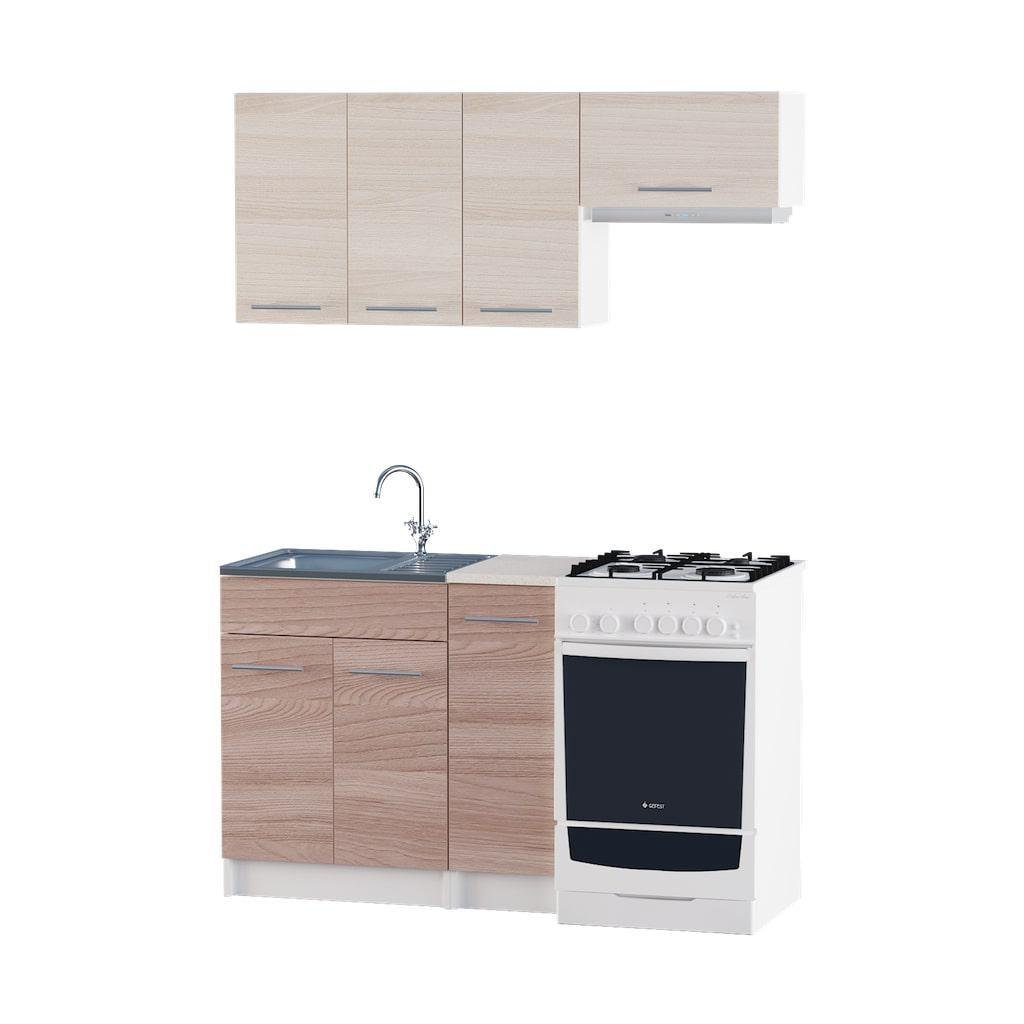 Кухня прямая Эверест Эко набор №4 1,4 м Ясень шимо темный шимо светлый (EVR-2930)