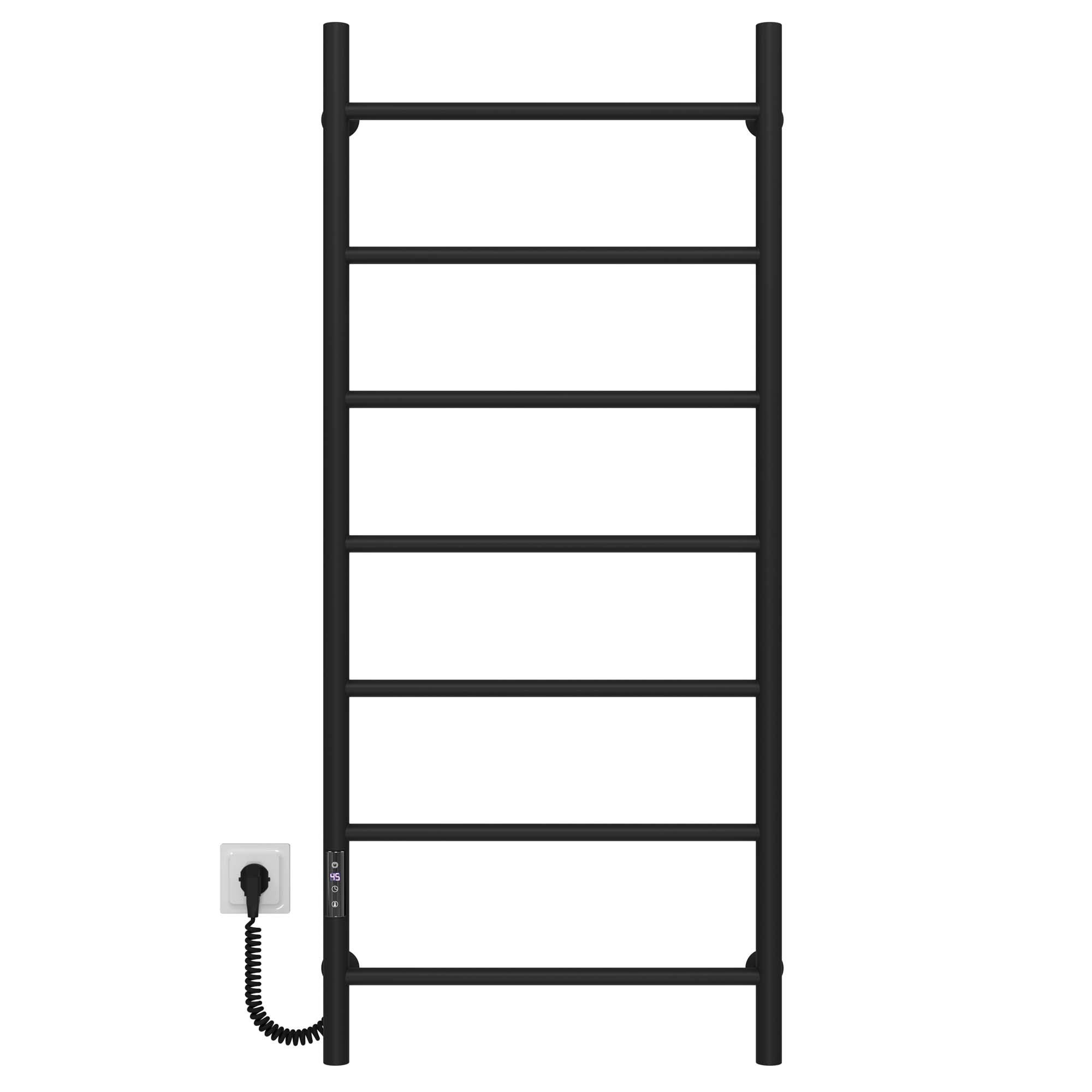 Полотенцесушитель электрический Deffi Орион П7 JD03 левое подключение нержавеющая сталь 500x1200 мм Черный (C.OR.120.50.7.EBL1)