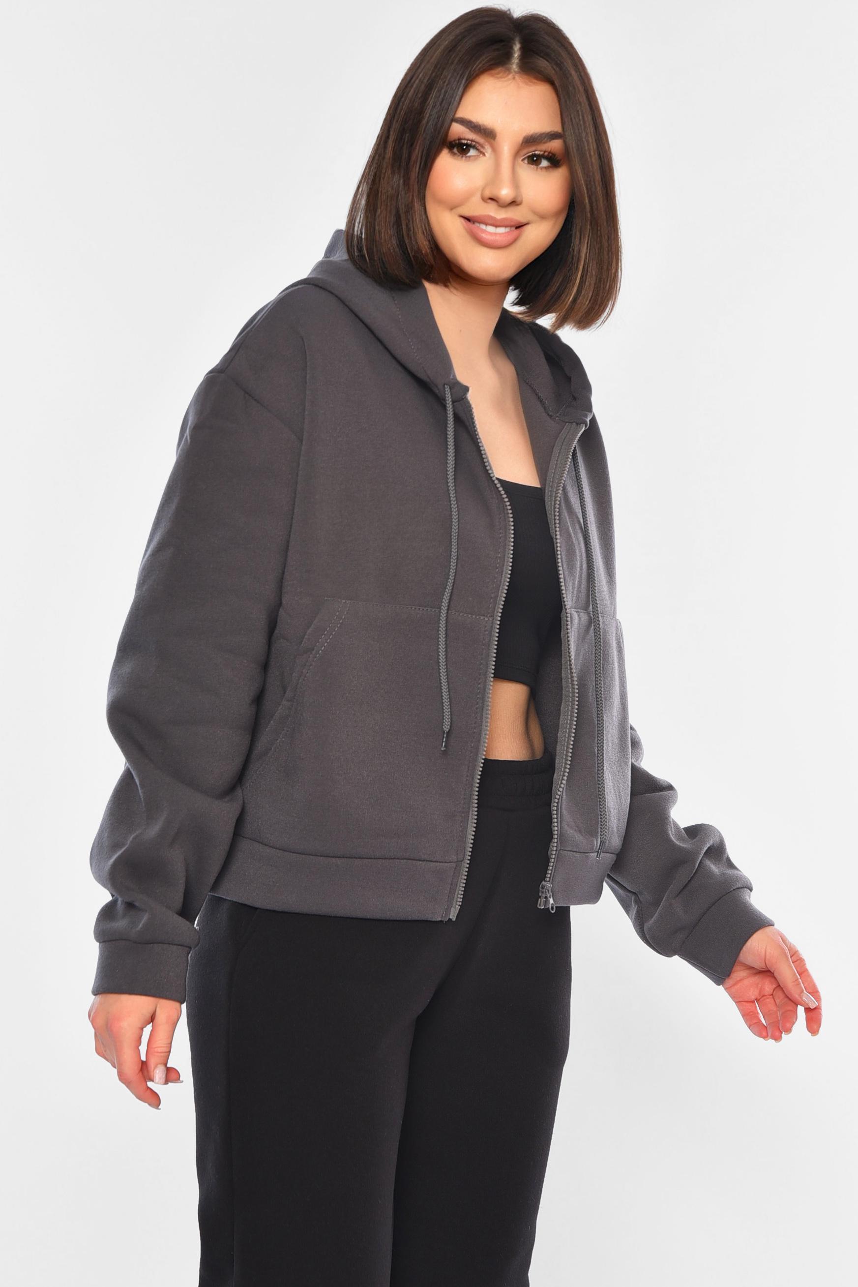 Худі жіноче на флісі M-L Сірий (194806) - фото 2