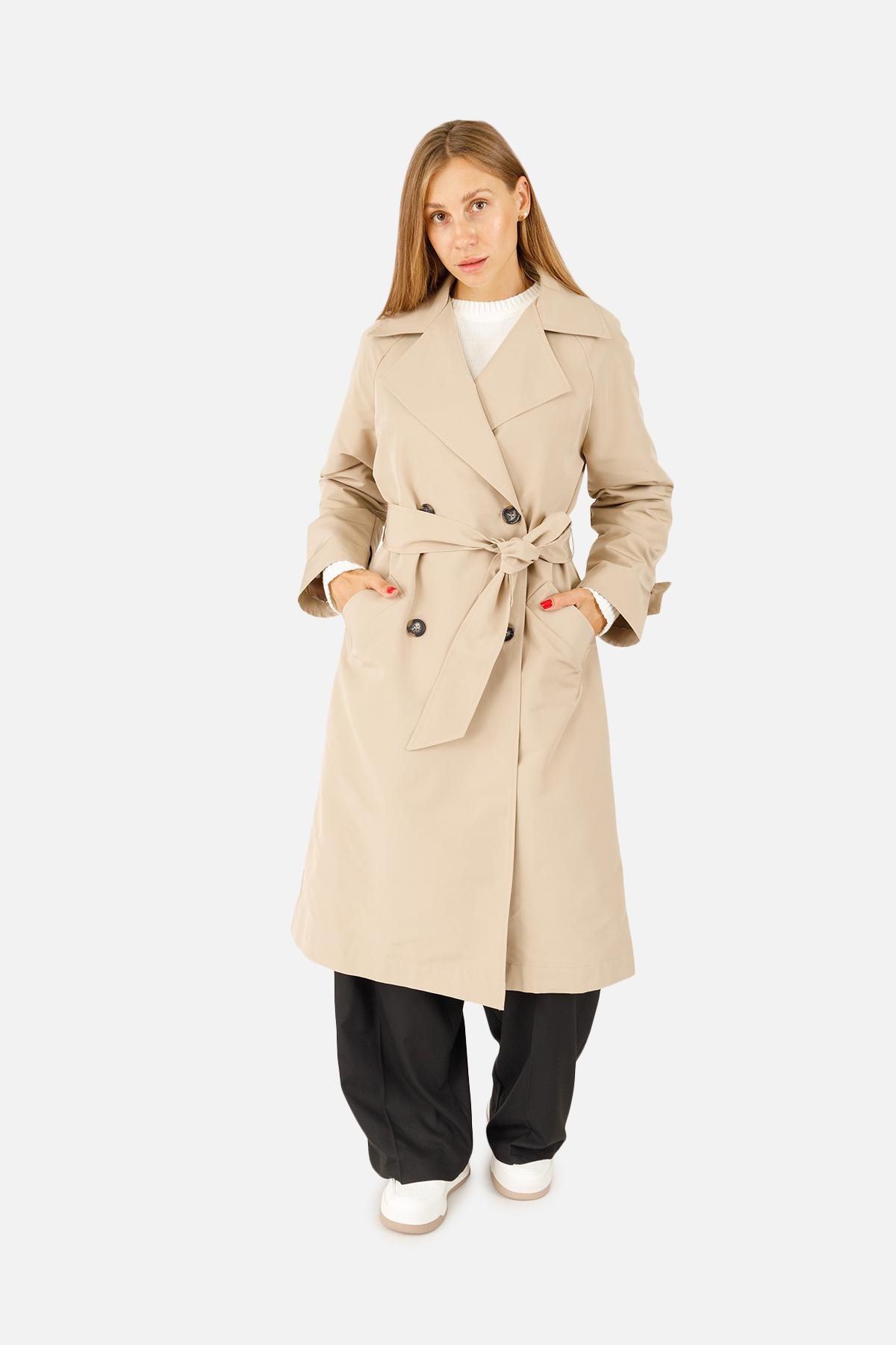 Плащ женский р. 44 Бежевый (SKT001018261) - фото 4 Плащ женский р. 44 Бежевый (SKT001018261) - фото 4