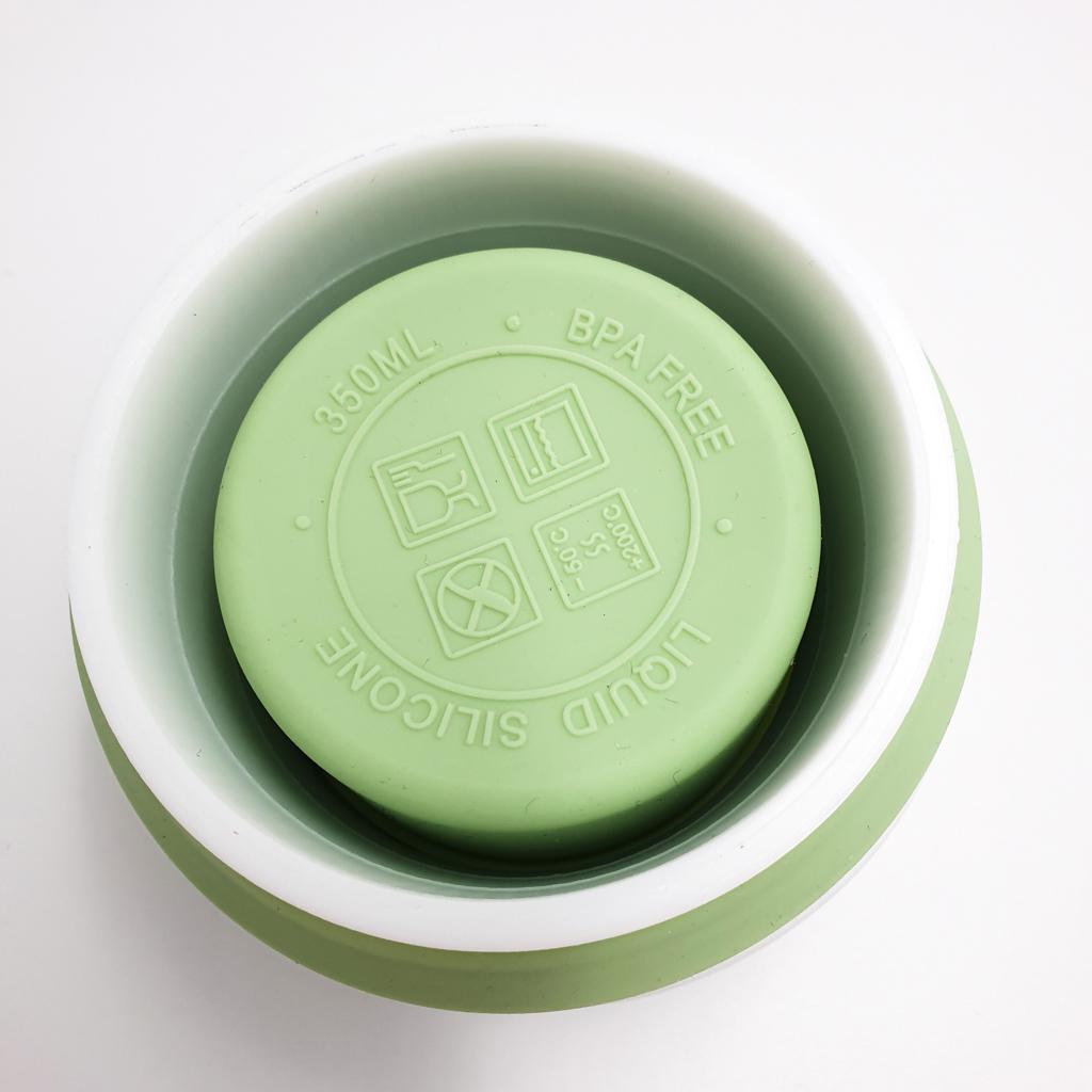 Чашка силиконовая Collapsible складная с герметичной крышкой и поилкой 350 мл Салатовый - фото 5