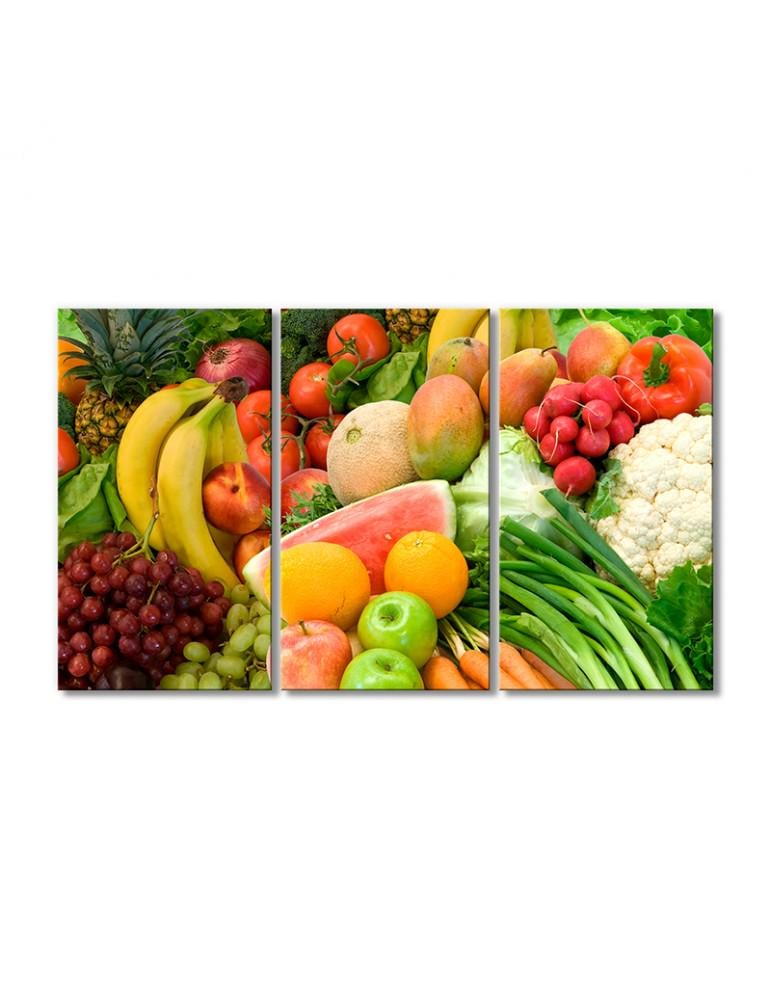 Картина модульная Сезонные овощи и фрукты 3 модуля 120x180 см