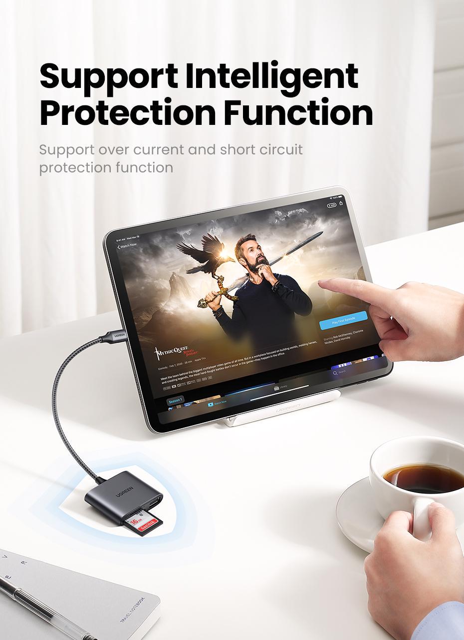 Кардридер UGREEN USB-C слоти SD/TF порт USB-A 2.0 одночасне читання швидкість до 5 Гбіт/с алюмінієвий Сірий (80798) - фото 11 Кардридер UGREEN USB-C слоти SD/TF порт USB-A 2.0 одночасне читання швидкість до 5 Гбіт/с алюмінієвий Сірий (80798) - фото 11