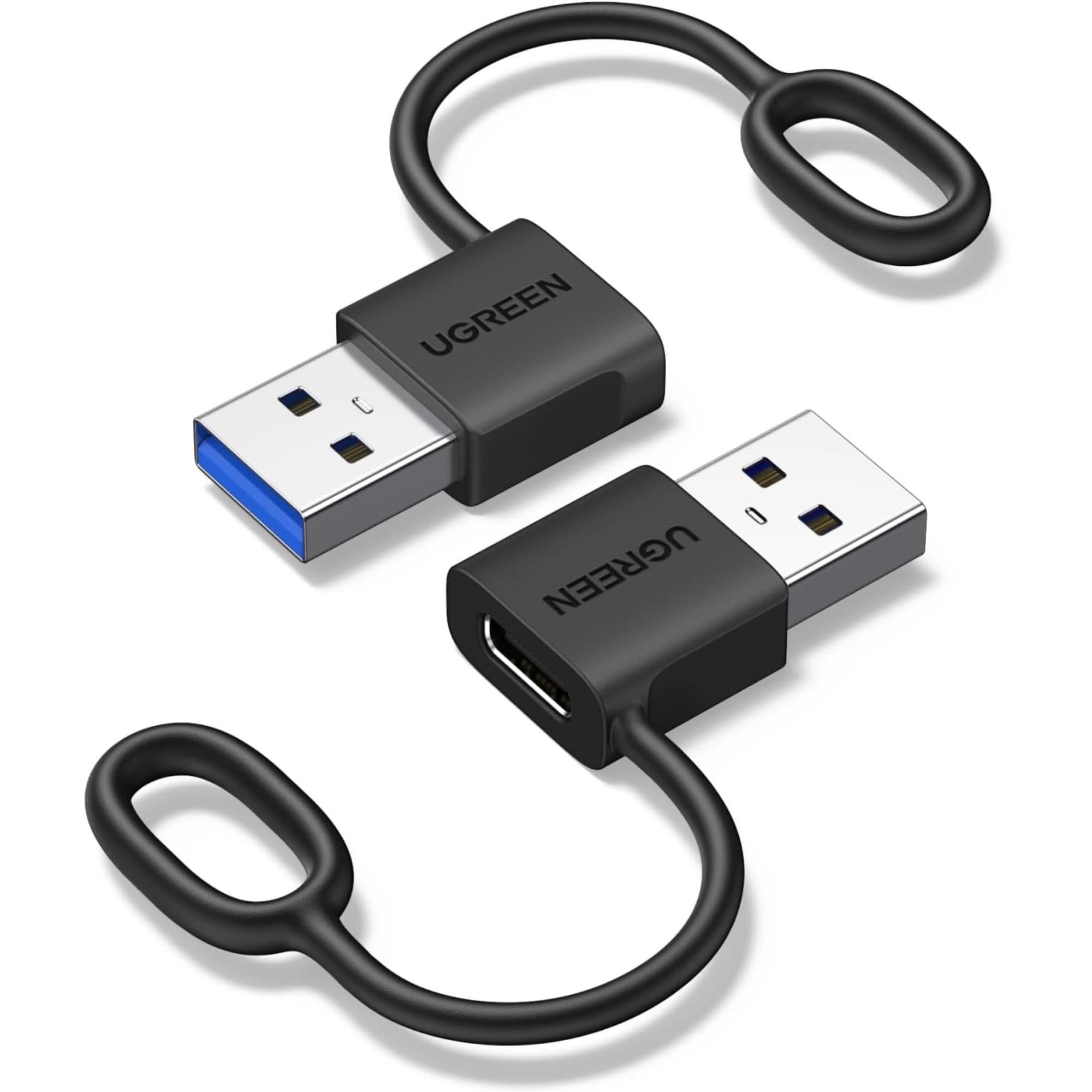 Перехідник USB-A на USB-C UGREEN LS502 10 Гбіт/с 3 А з ремінцем Чорний (65332)