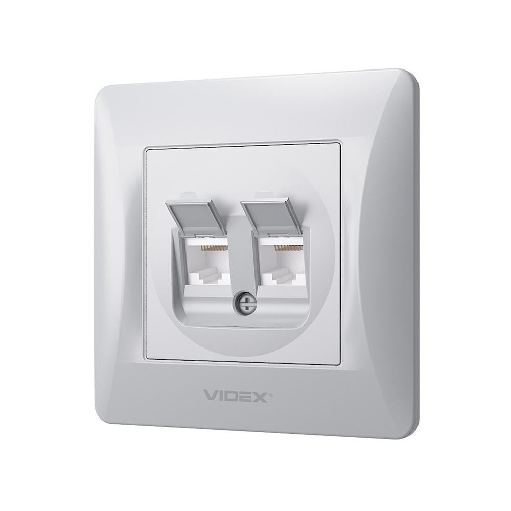 Розетка Videx Binera CAT6/CFT6 комп'ютерна Срібний шовк