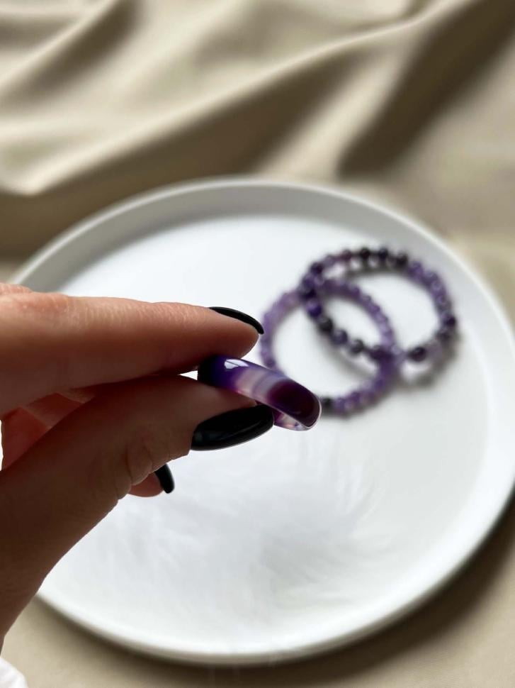 Кільце з агату р. 17 мм Фіолетовий (5228-17) - фото 4 Кільце з агату р. 17 мм Фіолетовий (5228-17) - фото 4