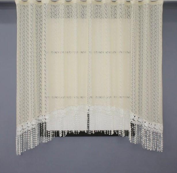 Гардина на кухню жаккард/макраме 285х160 см Ванильный/Бежевый (000к 51-172) - фото 1 Гардина на кухню жаккард/макраме 285х160 см Ванильный/Бежевый (000к 51-172) - фото 1