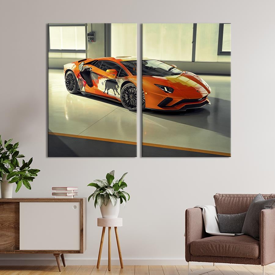Картина на холсте Яркий дизайн Lamborghini Aventador 165x122 см (1333-2)