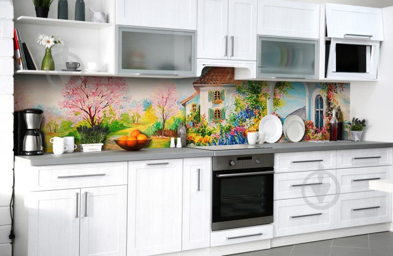 Скинали на кухню Zatarga «Тёплая акварель» 600х2500 мм виниловая 3Д наклейка кухонный фартук самоклеящаяся