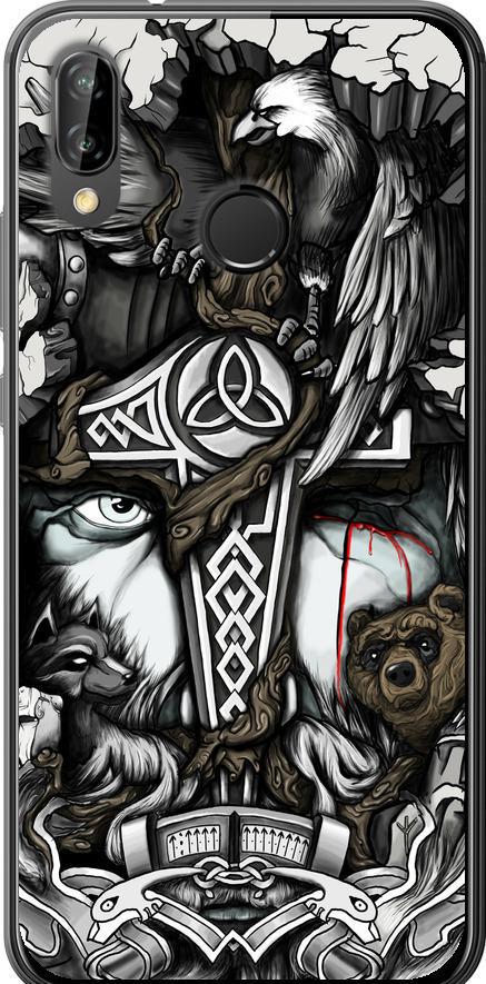 Чехол на Huawei P20 Lite Тату Викинг (4098u-1410-42517)