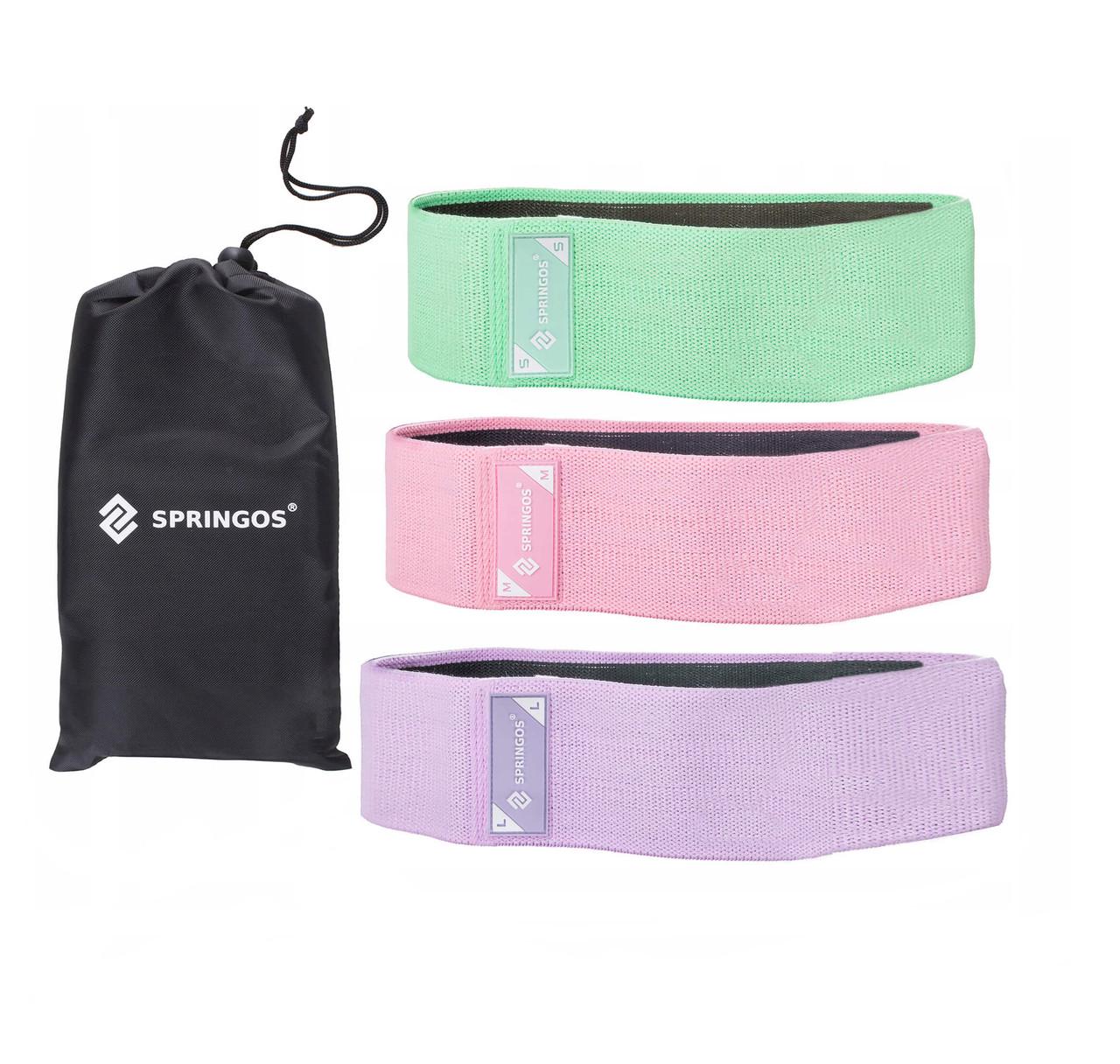 Резинка для фітнесу та спорту Springos FA0116 Hip Band 3 шт. тканинна
