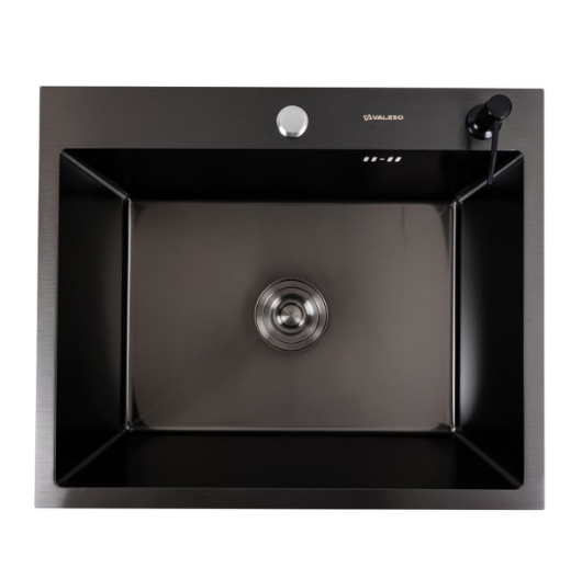Кухонная мойка Valeso Handmade PVD нержавеющая сталь60x50 см с круглым сифоном Черный (30325201)