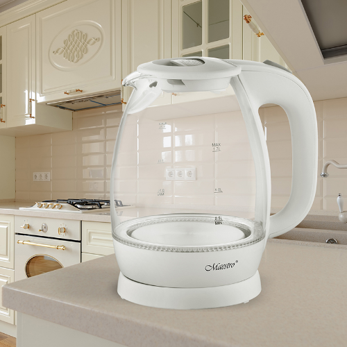 Електрочайник Maestro MR-063-WHITE дисковий склянний 1,7 л 1370-1630W Білий (1765648802) - фото 2
