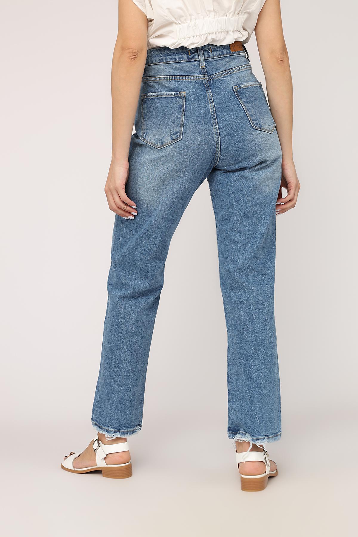 Джинсы женские Straight ЦБ-00272490 р. 42 Голубой (SKT001051430) - фото 5