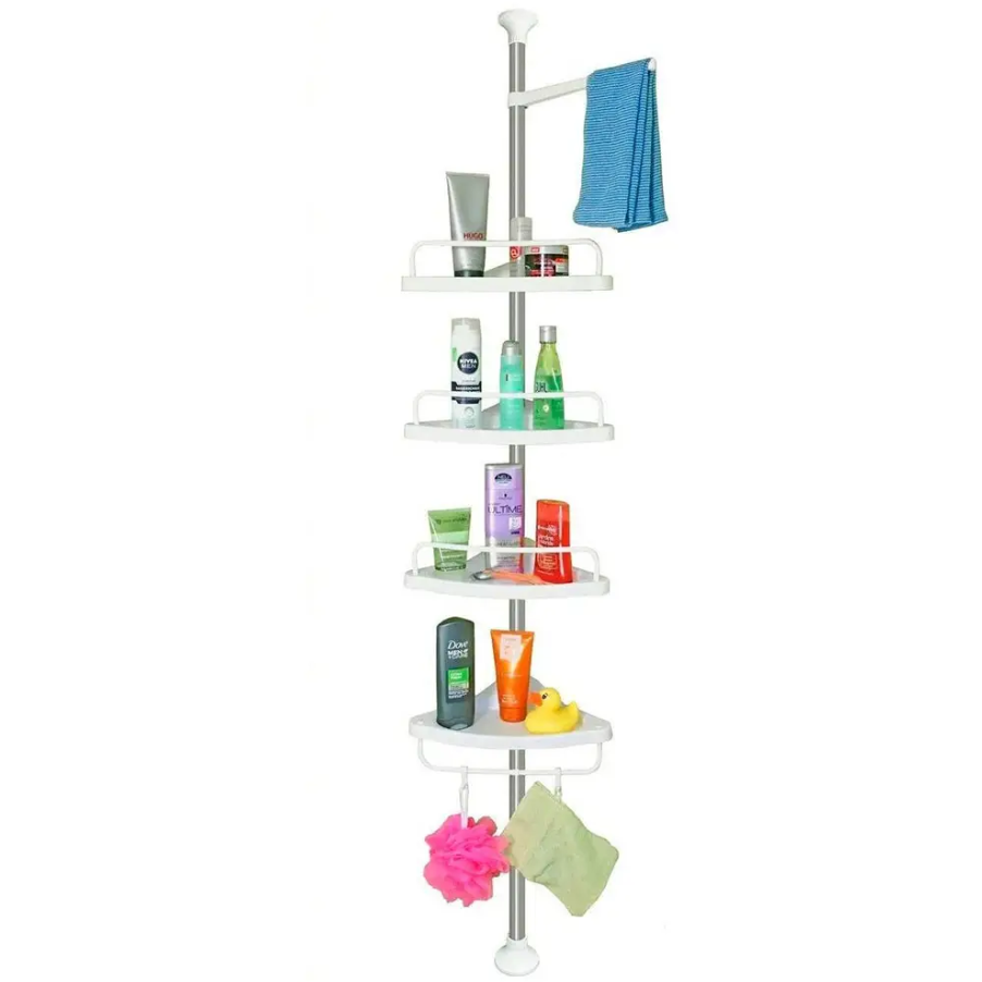 Полка для ванной комнаты Multi Corner Shelf угловая с регулировкой длины штанги (F16-C62-White)
