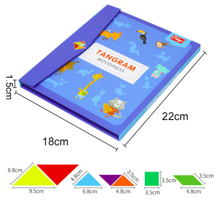 Деревянная головоломка развивающая Tangram магнитный в папке с заданиями - фото 7
