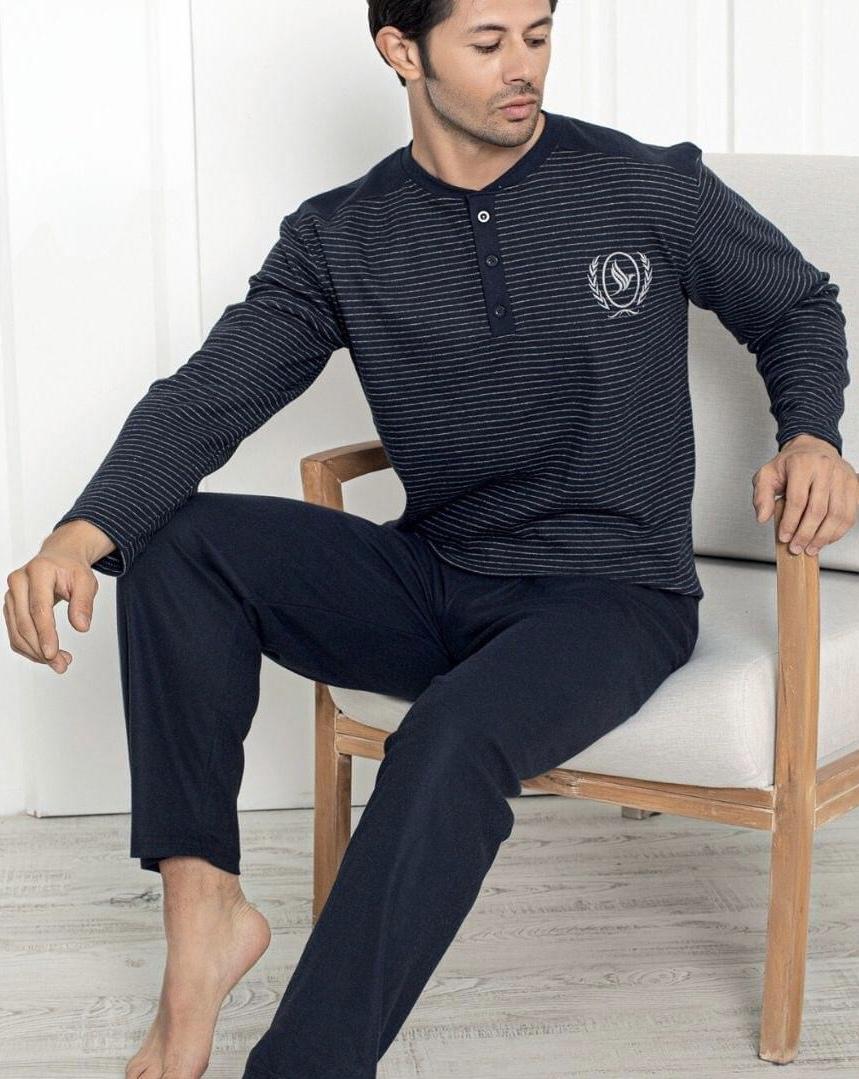 Пижама мужская теплая 3XL Синий (F5201)