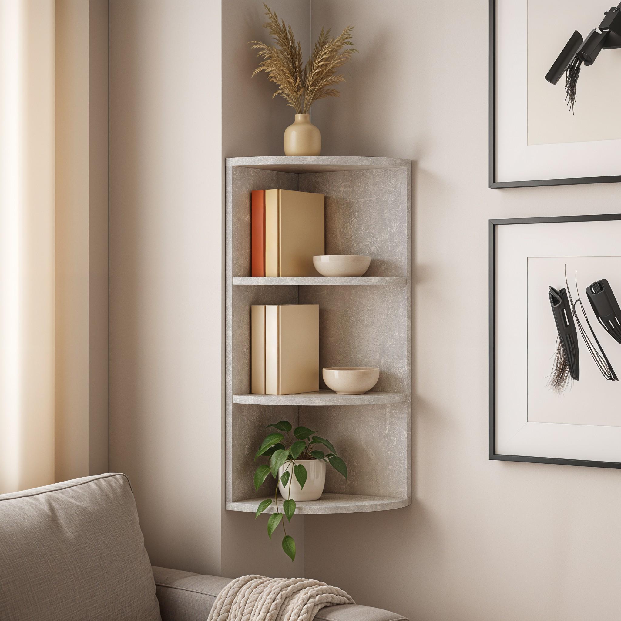 Полиця кутова настінна на 3 комірки P-30 301x301x600 мм Бетон