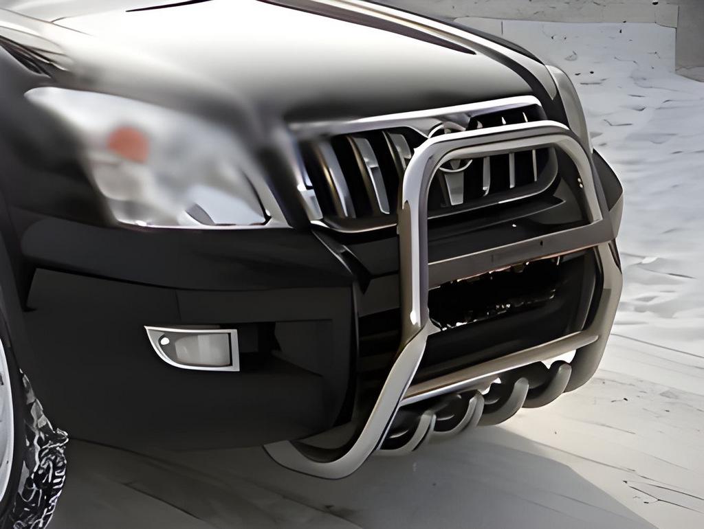 Кенгурятник высокий QT007 CAN для Toyota Land Cruiser Prado 120 нержавеющая сталь Хром