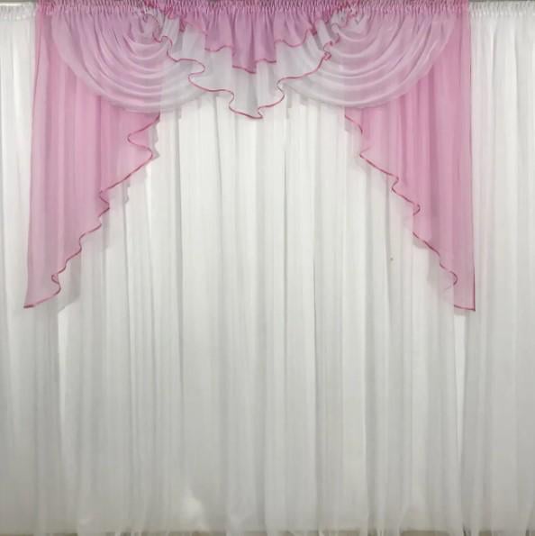 Ламбрекен на карниз в гостиную/спальню шифон 2 м Розовый (102)