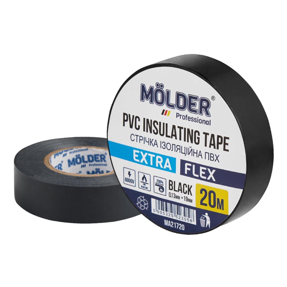 Лента изоляционная ПВХ Molder 0,13x19 мм 20 м Черный - фото 1 Лента изоляционная ПВХ Molder 0,13x19 мм 20 м Черный - фото 1