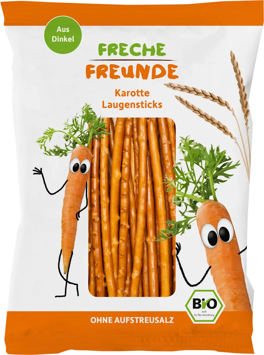 Дитяча соломка з морквою для дітей з 4-х років Freche Freunde 75 г