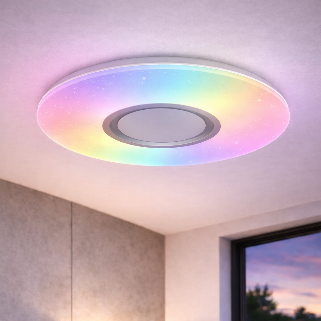 Светодиодный смарт-светильник Valeso 65W с акриловым рассеивателем 3000-6500K и RGB с колонкой и пультом Белый (LY565-500 WH) Светодиодный смарт-светильник Valeso 65W с акриловым рассеивателем 3000-6500K и RGB с колонкой и пультом Белый (LY565-500 WH)