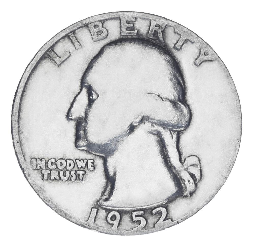 Коллекционная монета США 25 центов квотер 1952 серебро F-VF Ag 900 6,25 г (М19917)