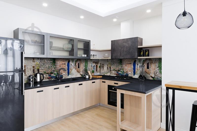 Скинали на кухню Zatarga «Серый Прованс» 600х2500 мм виниловая 3Д наклейка кухонный фартук самоклеящаяся Z180813