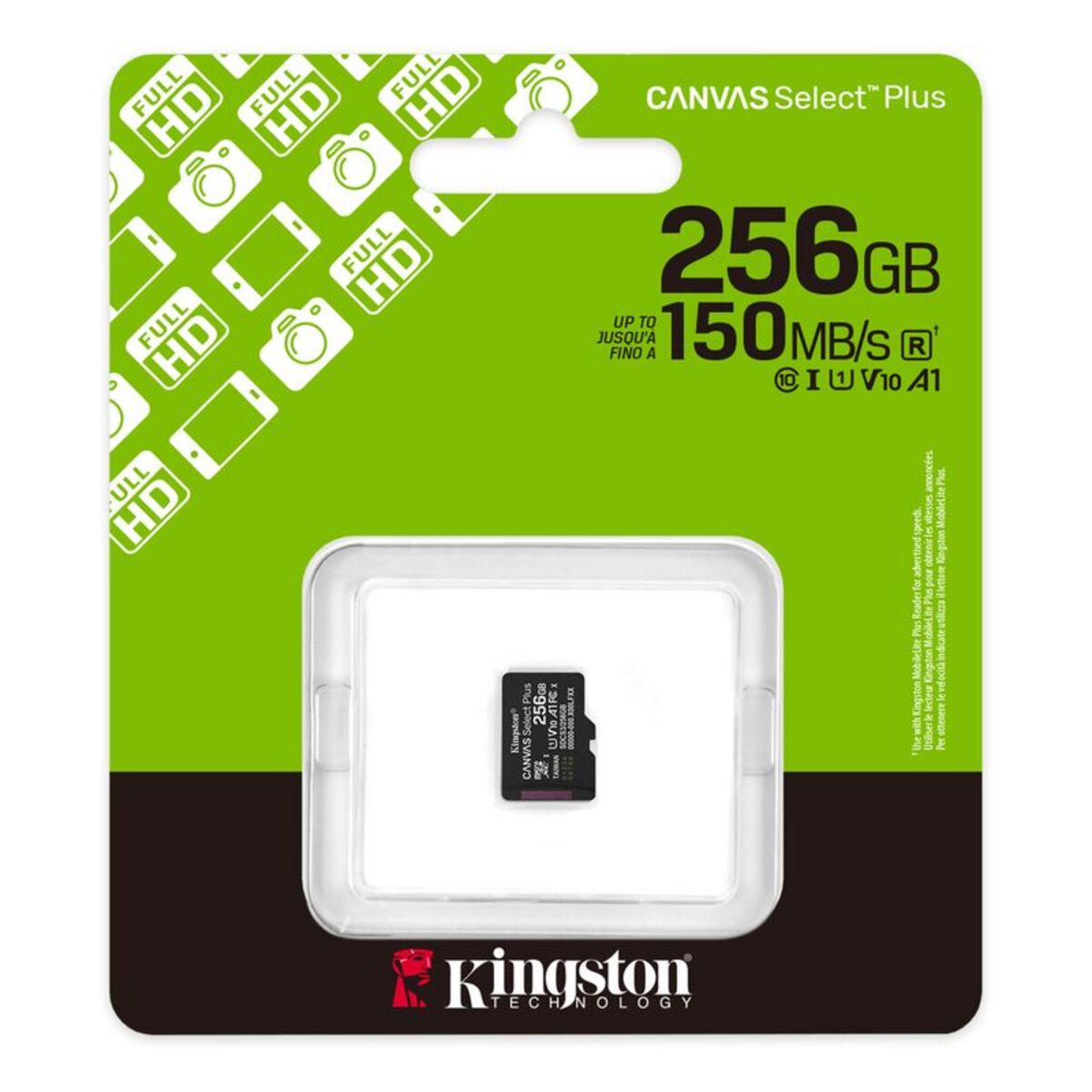 Карта памяти Kingston Canvas Select Plus Gen3 microSDXC UHS-1 class 10 A1 R-150MB/s 256Gb (SDCS3/256GBSP) - фото 3 Карта памяти Kingston Canvas Select Plus Gen3 microSDXC UHS-1 class 10 A1 R-150MB/s 256Gb (SDCS3/256GBSP) - фото 3