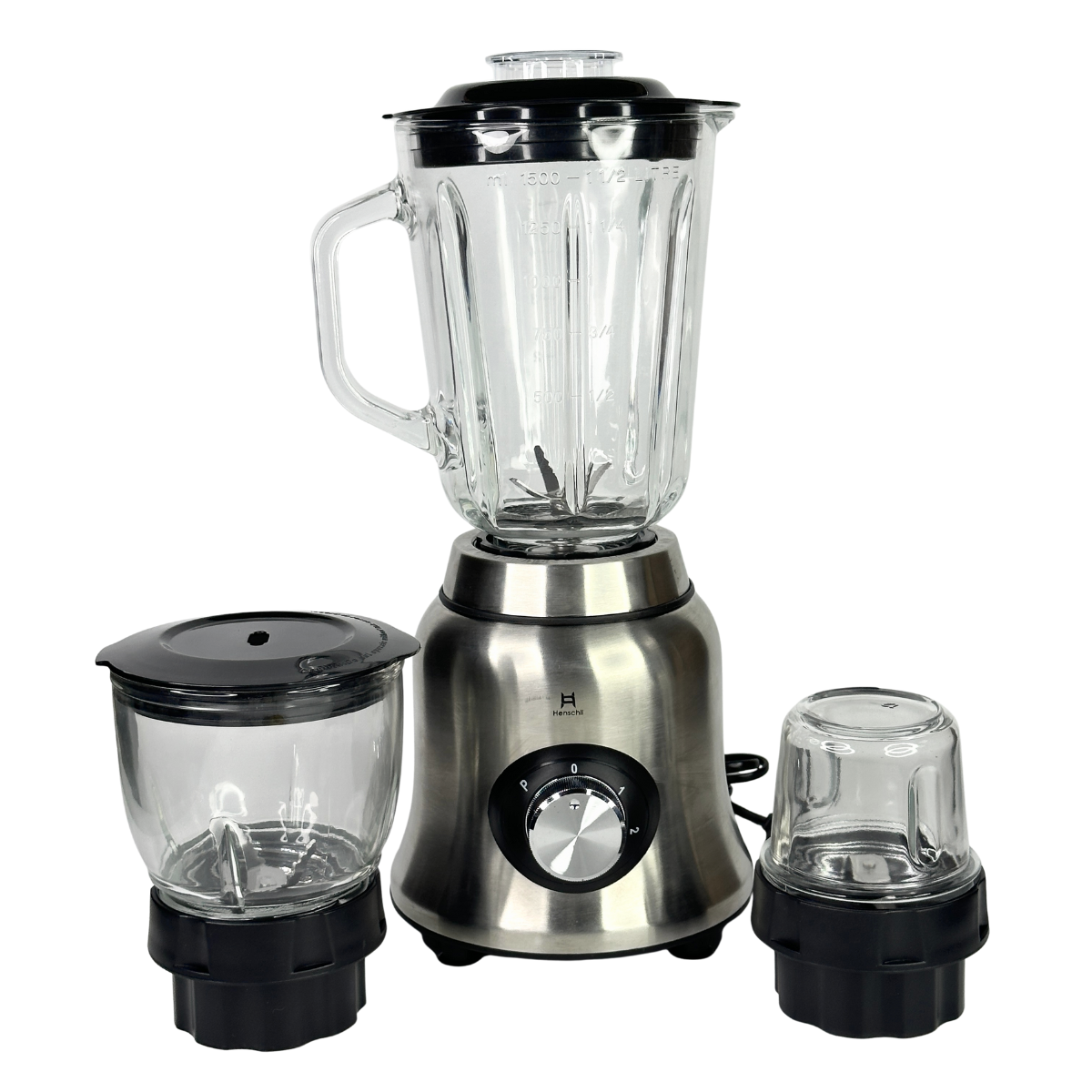 Блендер Henschll HS-8891 с чашкой кофемолкой и гриндером Серебристый