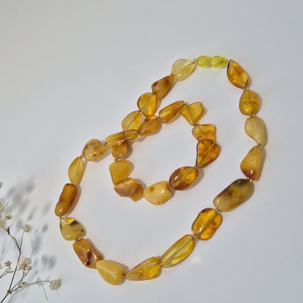 Бусы из натурального янтаря лечебный необработанный 45 см Коричневый с желтым (2964066643)