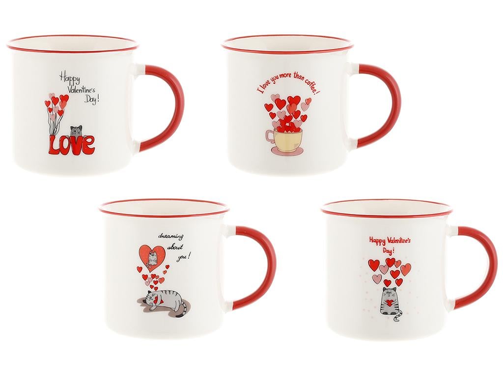 Чашка Любовь 350 мл 4 дизайна набор 4 шт. (BDI-B04-008)