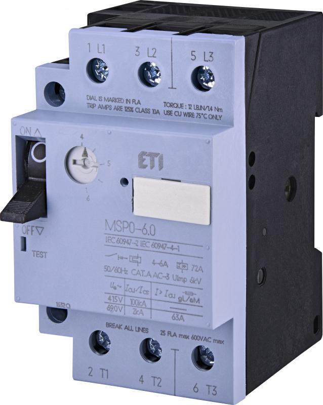 Автомат защиты двигателя ETI MSP0-6 4-6 A (4646623)