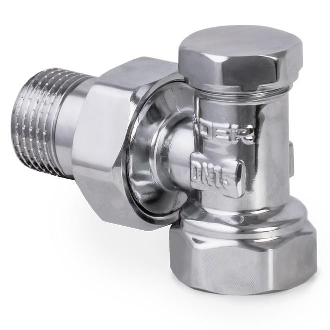 Кран балансировочный радиаторный угловой KOER KR.902.CHR 1/2"x1/2" с американкой (KR2821)