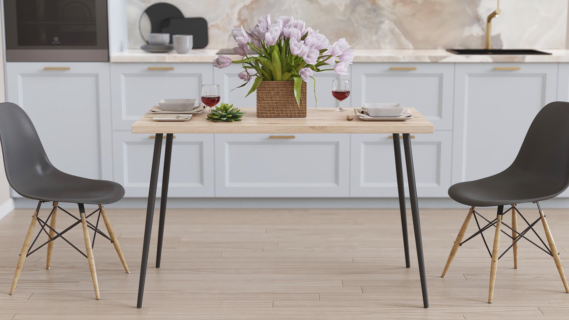 Обеденный стол Ferrum-decor Марсель 30 металл/ДСП 32 мм 75x120x70 см Черный/Дуб Сан-Марино (FRD-106692)