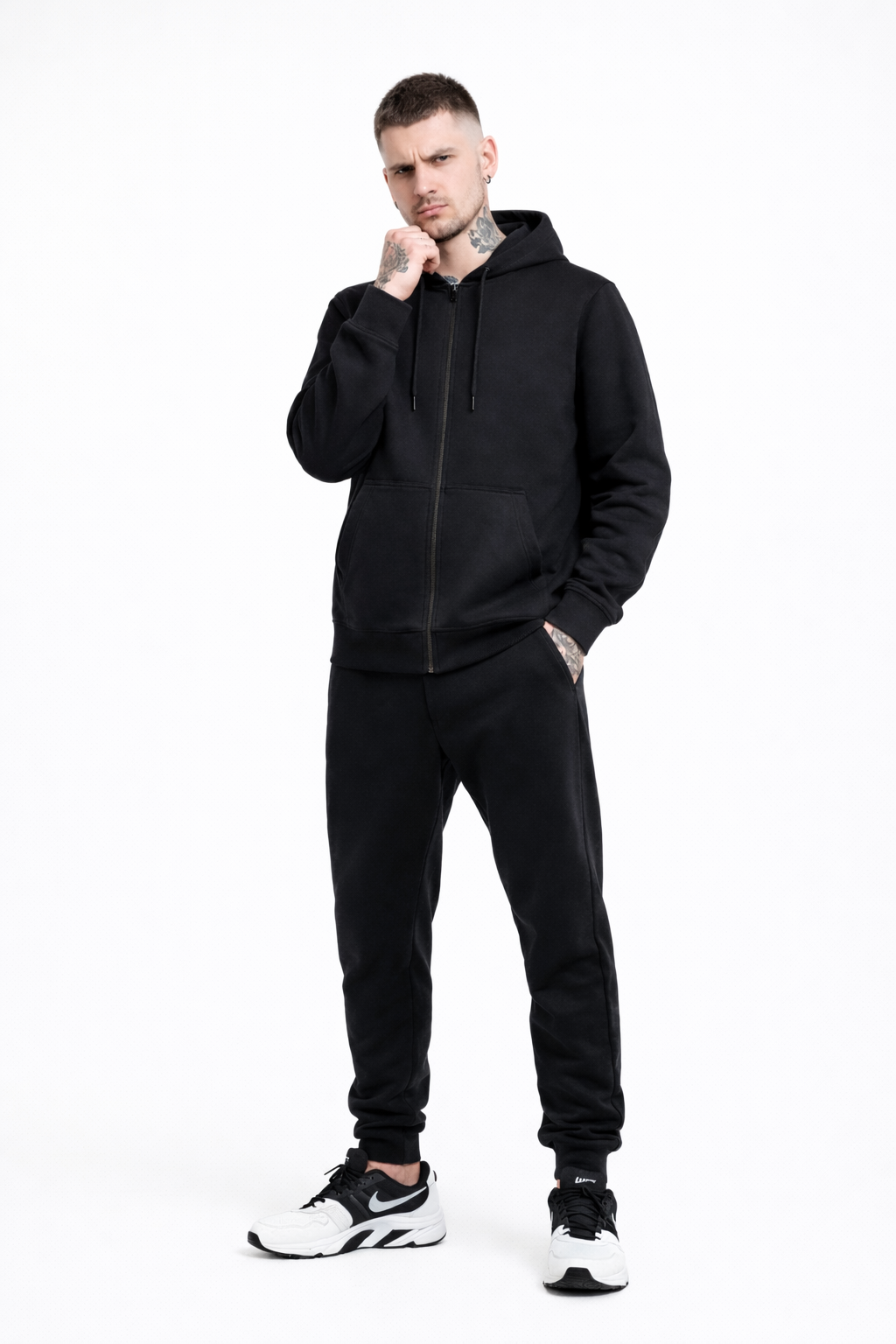 Худі чоловіче на блискавці 2XL Чорний (26127478)