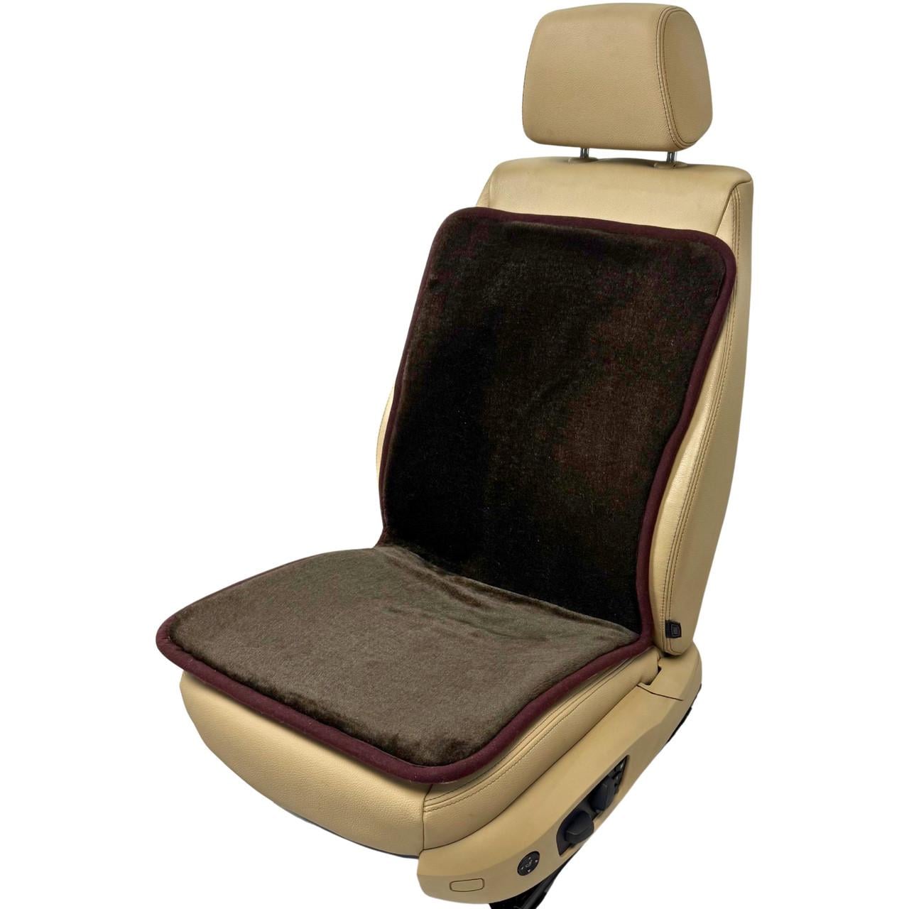 Чехол-накидка меховой универсальный на переднее сиденье авто из овчины Коричневый (312-1-N)