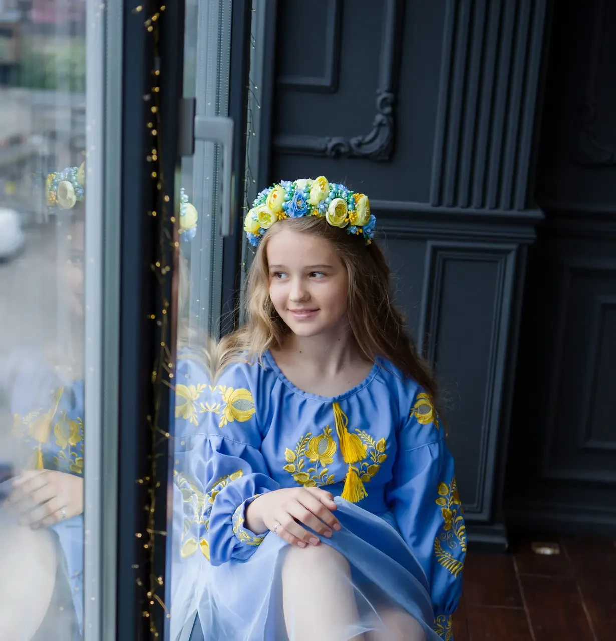 Сукня вишиванка для дівчинки 116 см Жовто-блакитний - фото 2