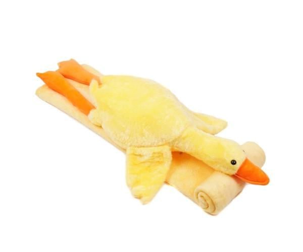 М'яка іграшка подушка Гусь-обнімусь 90 см з пледом 190х105 см Жовтий (ftlx-1097)