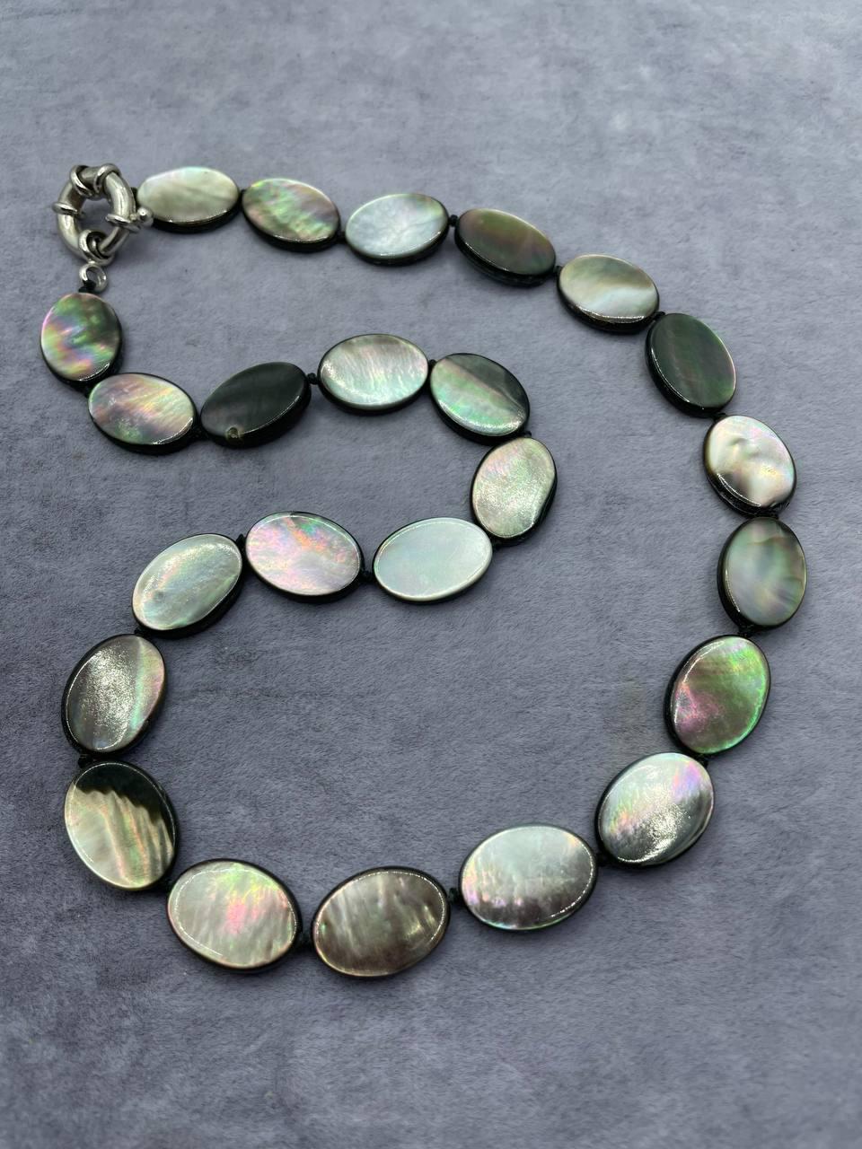 Бусы перламутр 45 см Серый (9710)