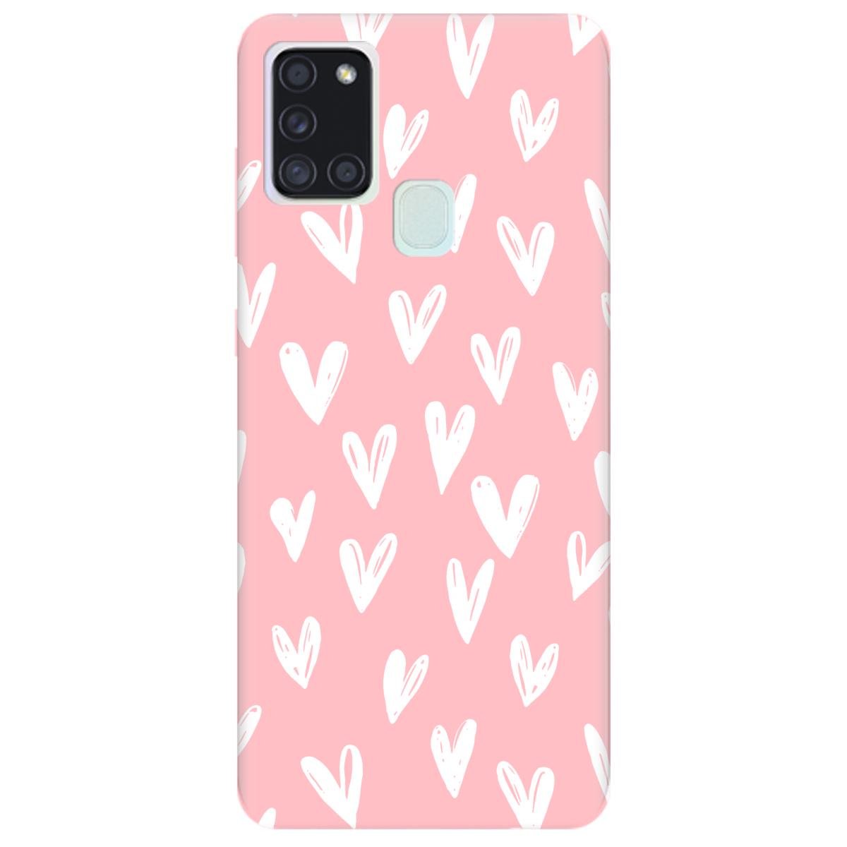 Силіконовий чохол Zorrov для Samsung Galaxy A21s - White hearts (14100070263117917)